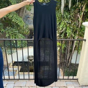 Black long 100 percent wool top / dress